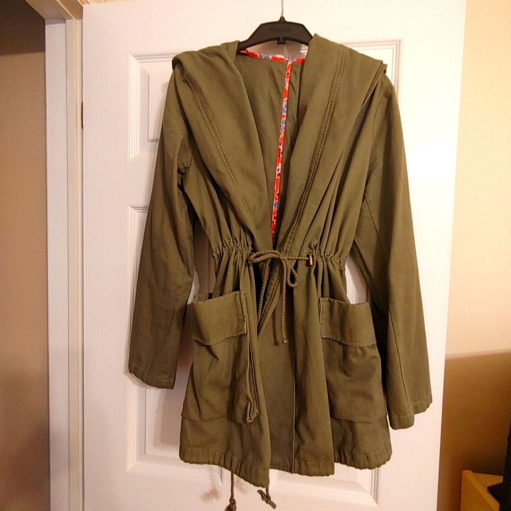 Khaki jacket with hood